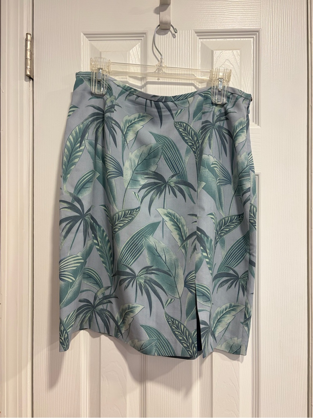 Tommy Bahama Blue Palm Leaf Knee Length Side Slit Pencil Skirt Size 12
